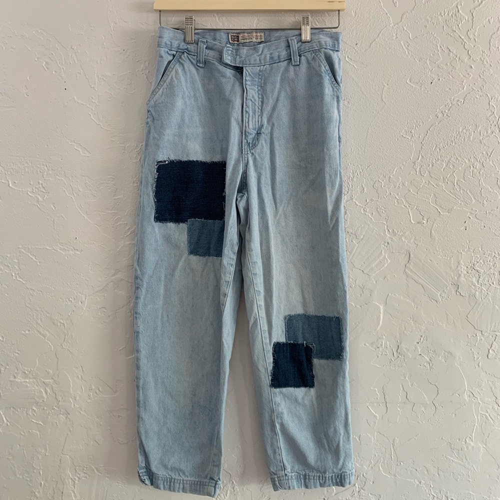 Faded Glory Patched Baggy Jeans. Size 6.